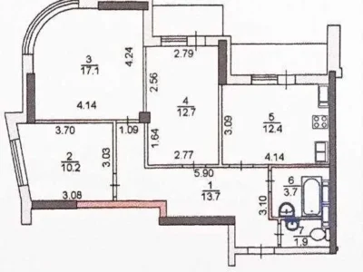 продаж 3-к квартира Київ, Дніпровський, 107000 $