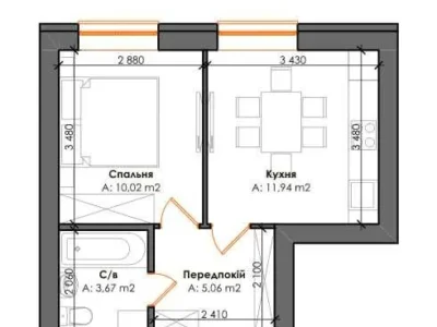 продаж 1-к квартира Києво-Святошинський, Гатне, 40300 $