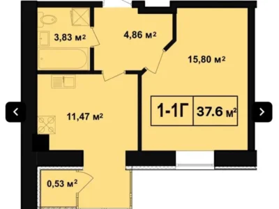 продаж 1-к квартира Києво-Святошинський, Гостомель, 37000 $
