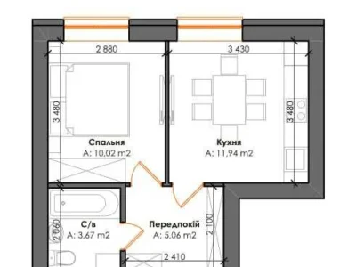 продаж 1-к квартира Києво-Святошинський, Гатне, 40300 $
